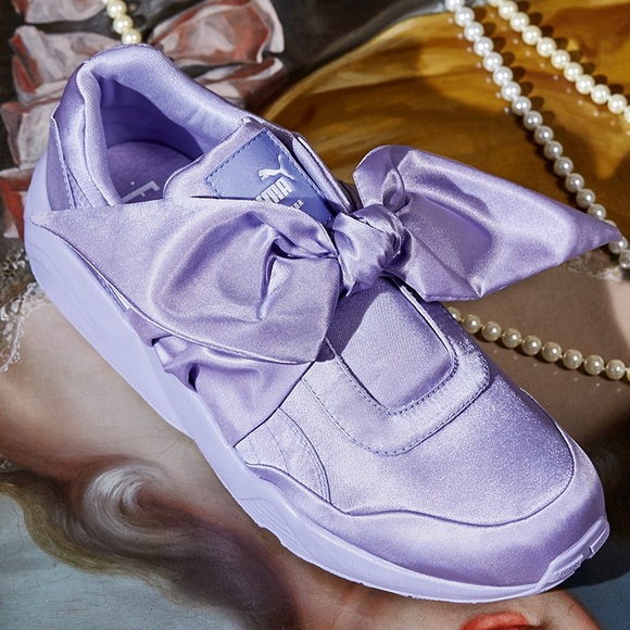 purple fenty bow sneakers